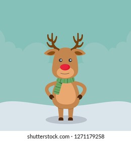 Christmas Reindeer in flat design for Christmas holiday decoration. Vector illustration of reindeer