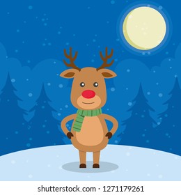 Christmas Reindeer in flat design for Christmas holiday decoration. Vector illustration of reindeer