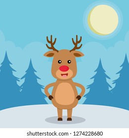 Christmas Reindeer in flat design for Christmas holiday decoration. Vector illustration of reindeer