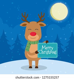 Christmas Reindeer in flat design for Christmas holiday decoration. Vector illustration of reindeer