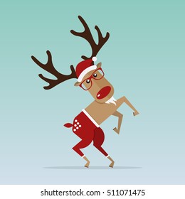 Christmas Reindeer in flat design for Christmas holiday decoration. Cartoon character. Vector. Illustration.