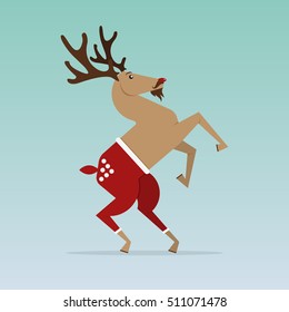 Christmas Reindeer in flat design for Christmas holiday decoration. Cartoon character. Vector. Illustration.