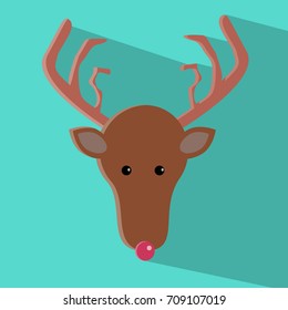 Christmas Reindeer flat icon vector
