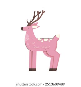 Christmas reindeer in flat style on white background