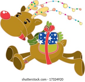 Christmas reindeer with gift box