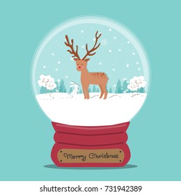 Christmas reindeer globe vector