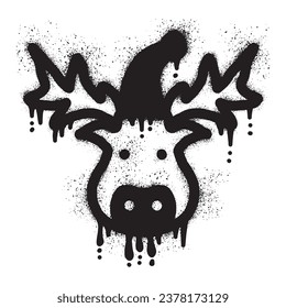 Christmas reindeer graffiti with black spray paint