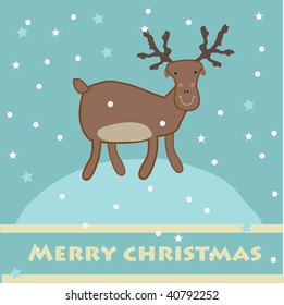 Christmas reindeer greeting card. Vector.