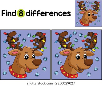 Christmas Reindeer Head Find The Differences