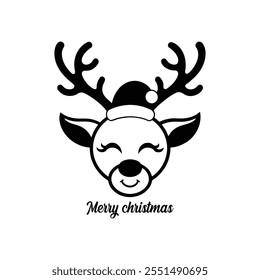 Christmas Reindeer head silhouette icon vector illustration