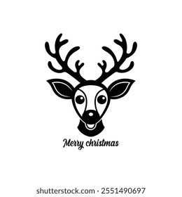 Christmas Reindeer head silhouette icon vector illustration