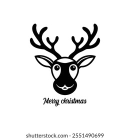 Christmas Reindeer head silhouette icon vector illustration