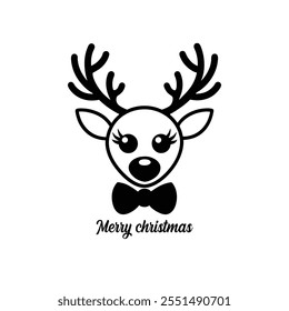 Christmas Reindeer head silhouette icon vector illustration