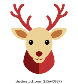 Christmas reindeer head vector art illustration