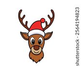 Christmas Reindeer Head Vector Design 