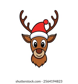 Christmas Reindeer Head Vector Design 