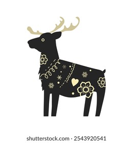  Christmas reindeer holiday with folk motifs