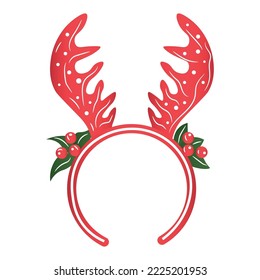 Christmas reindeer horns mask for selfie on white background