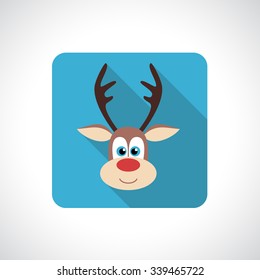 Christmas Reindeer icon. Infographic symbol with shadow. Festive style graphic design element. Flat style web button. Traditional celebration concept. 