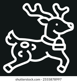 Christmas reindeer icon vector isolated on a black background.