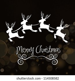 Christmas reindeer illustration on bright background, vector illustration