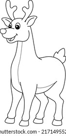 Christmas Reindeer Isolated Coloring Page for Kids