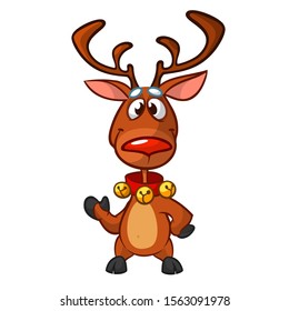 Christmas reindeer with jingle bells collar illustration