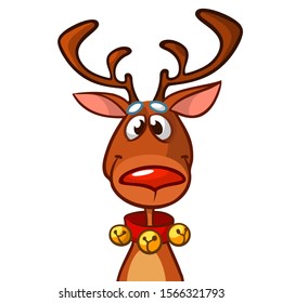 Christmas reindeer with jingle bells collar illustration