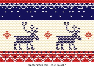 christmas Reindeer knit seamless pattern