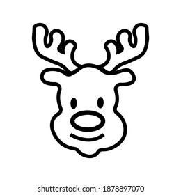 Christmas Reindeer Line Icon - Vector Illustration.