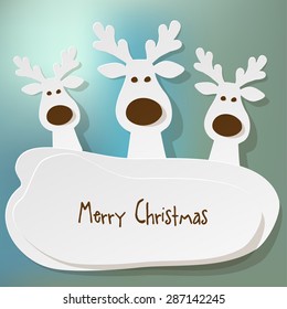 Christmas Reindeer on a blue bokeh background