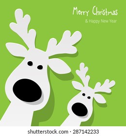 Christmas Reindeer On A Green Background