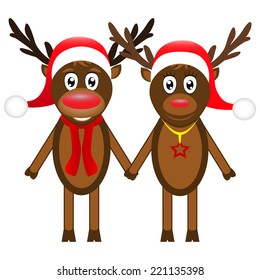 Christmas reindeer on white background 