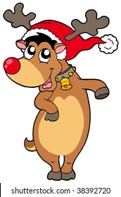 Christmas reindeer on white background - vector illustration.