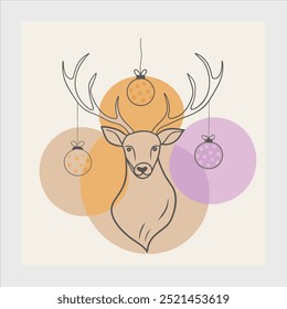 Christmas reindeer ornaments silhouette vector illustration