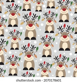 Christmas reindeer pattern for christmas card, gift wrap design