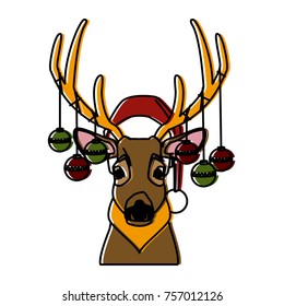 Christmas reindeer pop art cartoon