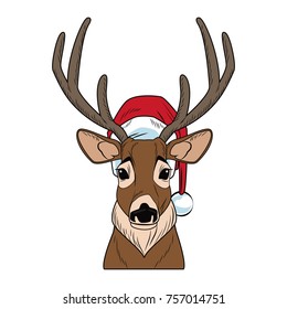 Christmas reindeer pop art cartoon