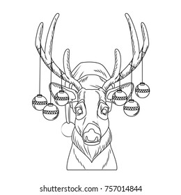 Christmas reindeer pop art cartoon
