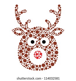 Christmas reindeer rudolf icon made of circles