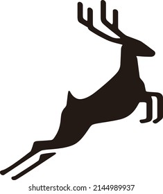 Christmas reindeer running flat design vector illustration