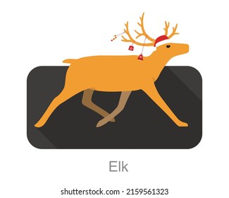 Christmas reindeer running flat  design  vector illustration
