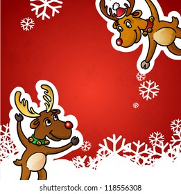 Christmas Reindeer Santa Claus background. Funny holiday character. Vector illustration. beautiful animal