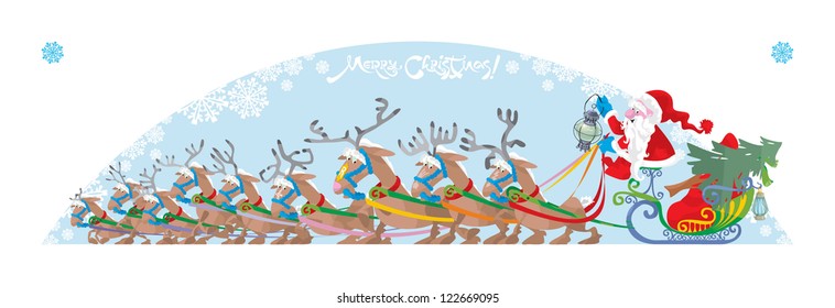 Christmas Reindeer Santa Claus, vector