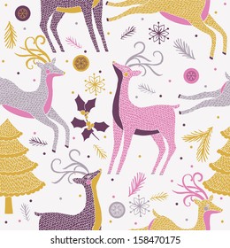 Christmas reindeer seamless pattern