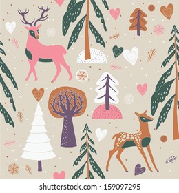 Christmas reindeer seamless pattern