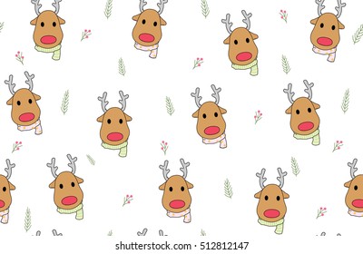 Christmas reindeer seamless pattern background.