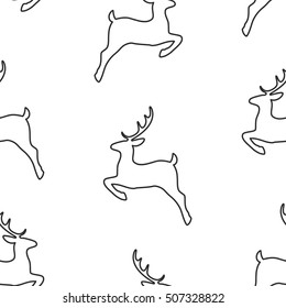 Christmas reindeer silhouette Seamless Pattern.  Vector illustration.