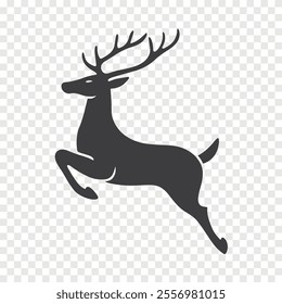 christmas reindeer silhouette vector icon