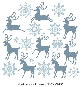 Christmas reindeer silhouette vector illustration
